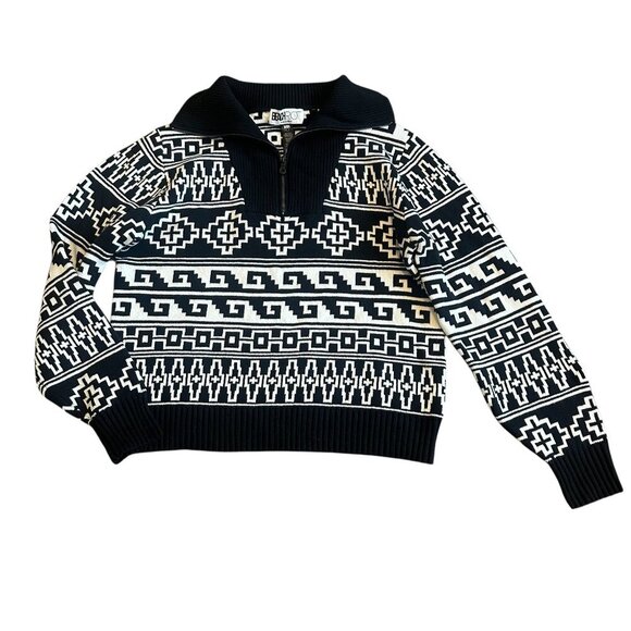 Beach Riot Monterey Jacquard Quarter Zip Sweater Sweatshirt Tribal Print Small - Picture 1 of 9
